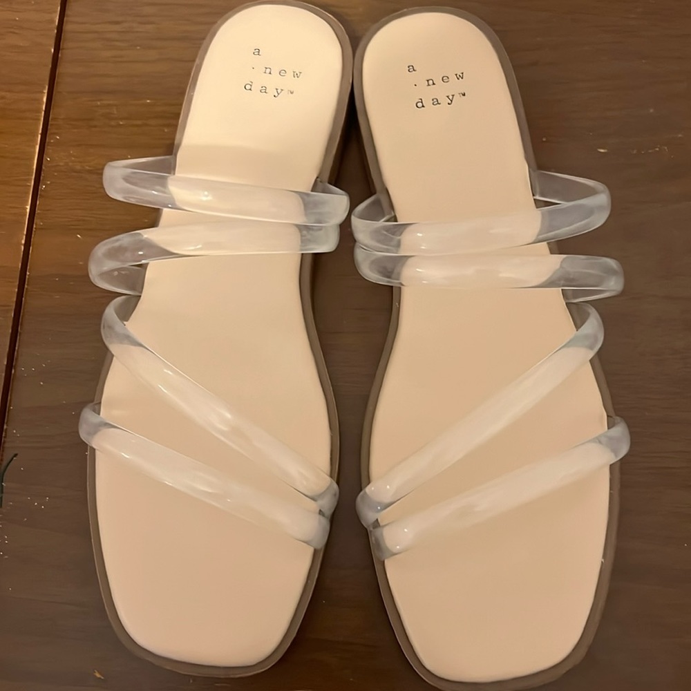 Clear strap flat sandals